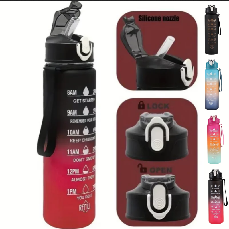 Outdoor Sports Adventure - 750ml Sportwaterfles met tijdregistratie, lekvrije rietjesdop